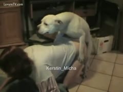 Kerstin lets her pitbull fuck her wildly from behind! Bestiality Porn Video with a legal age teenager